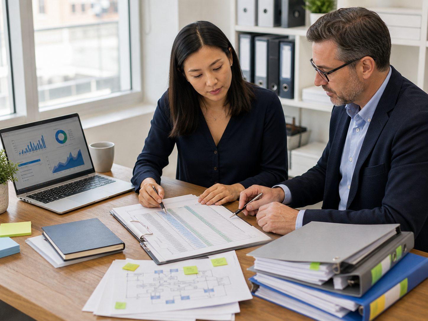 Compliance reviewer checking policy files, risk controls and evidence records